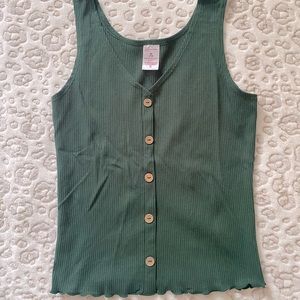 Forest Green Button Tank ✨NWOT✨